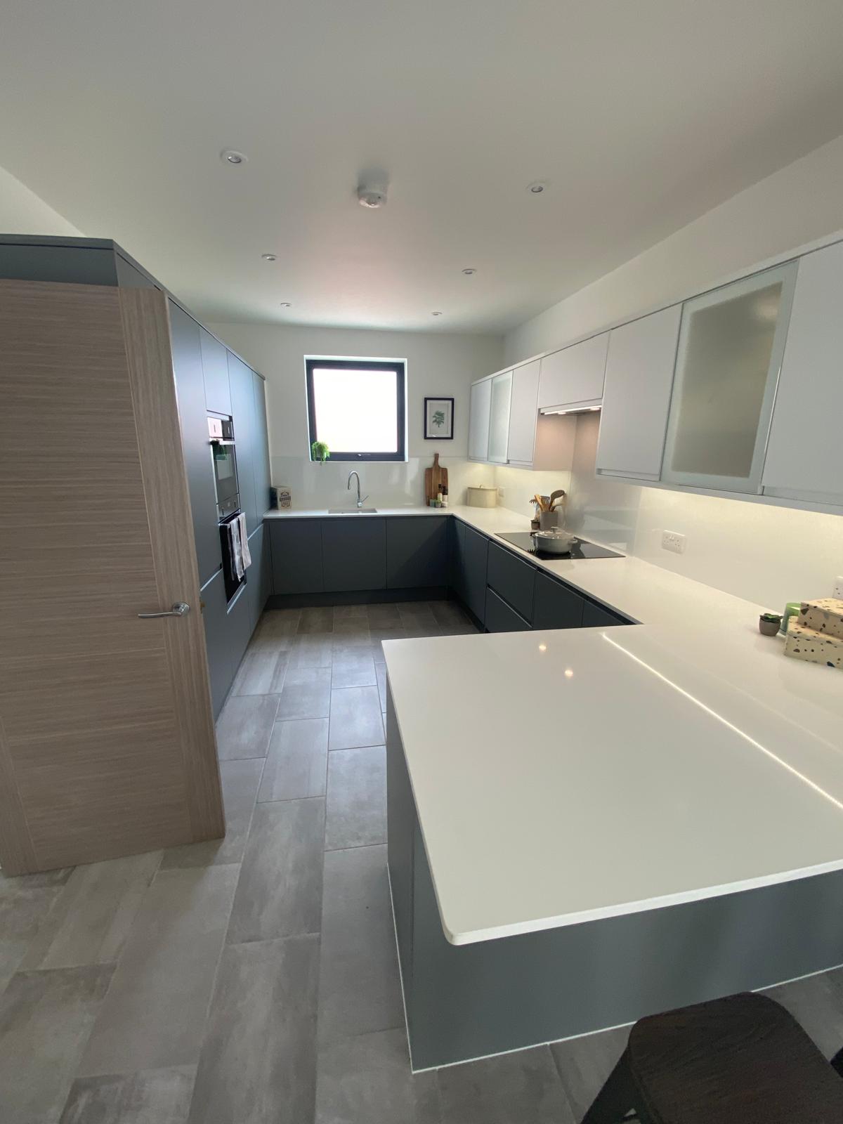 Finished kitchen in a house extension in Sussex